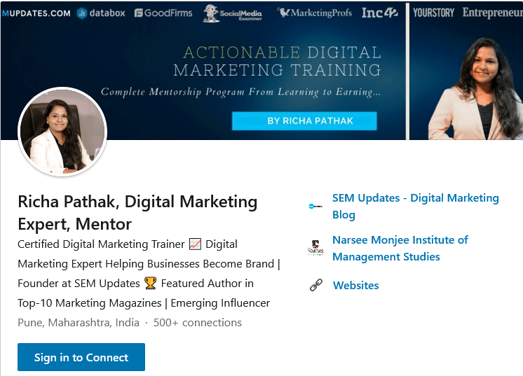 linkedin profile optimization richa pathak digital